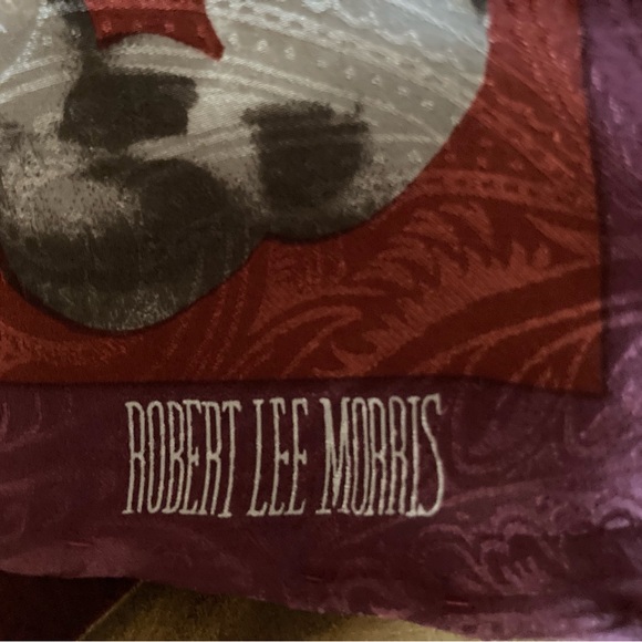 Large Paisley Silk Scarf, Terracotta, Burgundy, Gold, Jaquard, NWT - Picture 9 of 9